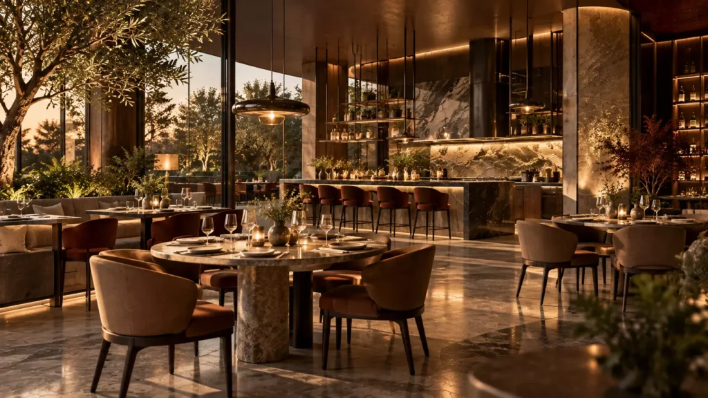 Golden Hour Garden Restaurant Interior